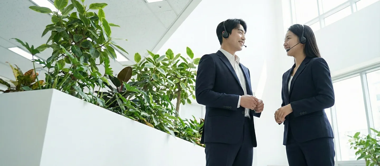 범위 질문 상담을 진행하는 장면을 담은 참고 사진